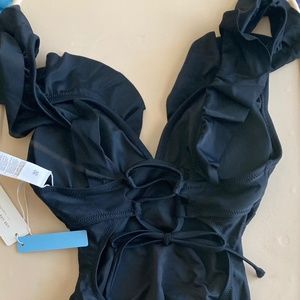 Cupshe Womens V-Neck One Piece Swimsuit Ruffled XS